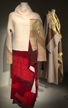 Jacket: raw silk, skirt: patchwork wool, raw silk, silk kimono lining, leather. Autumn/winter 2000.